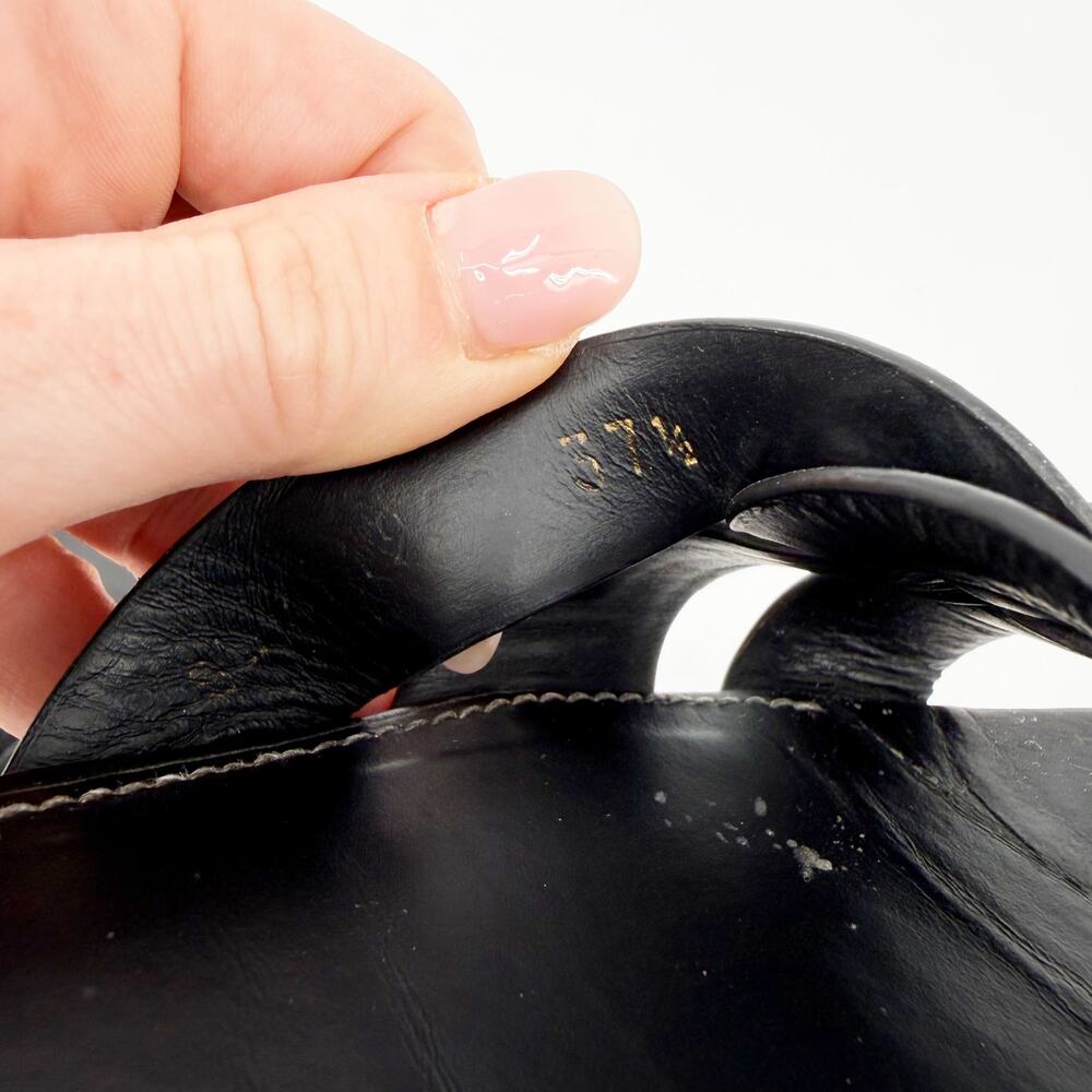 Saint Laurent Tribute Sandal Flat Mules Black Slides Smooth Leather Woven 37.5 - Picture 5 of 12